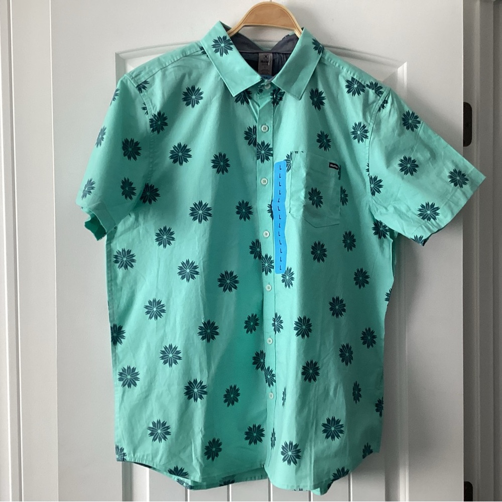 Hurley Teal Floral Button Down Shirt